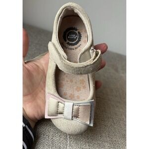 Livie & Luca Girls Ruche Classic Mary Jane Gold Shimmer BowLeather Shoes Size 10